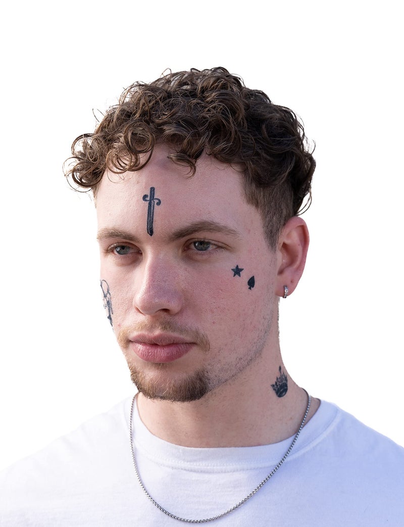 Thug Ink Temporary Tattoos â€“ Volume II â€“ 6-Piece Set | Dagger, Ice Cream Cone, Crown & More | Water-Transfer Face Tattoos â€“ Fun Fake Ink for Parties, Costumes & Vibes - Image 2